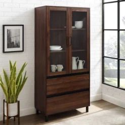 68" Glass Door Storage Hutch With Drawers - Saracina Home 8 68" Glass Door Storage Hutch With Drawers - Saracina Home -Living Room Furniture Store GUEST 7b3f7fe4 ebee 4be1 9216 88676888f83b