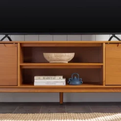Solid Wood Mid-Century Modern TV Stand For TVs Up To 80" - Saracina Home -Living Room Furniture Store GUEST 7b8f78dc b7ab 4f0a bbb2 79db23e31b3a
