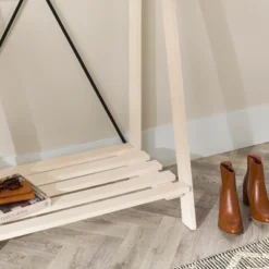 68" Solid Wood X Back Angled Hall Tree White Wash - Saracina Home -Living Room Furniture Store GUEST 7d5bc172 d8fa 4796 9cb5 a89aea437381