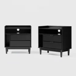 2pk Mid-Century Modern Solid Wood 2 Drawer Storage Nightstands - Saracina Home -Living Room Furniture Store GUEST 7ec02fdf f38c 4ef2 8a65 1390845091ae