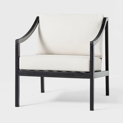 Saracina Home Mid-Century Modern Slatted Outdoor Acacia Arm Chair With Cushion 3 Saracina Home Mid-Century Modern Slatted Outdoor Acacia Arm Chair With Cushion - Image 3