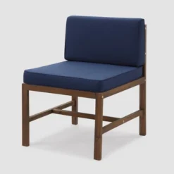 Modular Acacia Wood Armless Patio Chair With Cushion - Dark Brown/Navy - Saracina Home 16 Modular Acacia Wood Armless Patio Chair With Cushion - Dark Brown/Navy - Saracina Home -Living Room Furniture Store GUEST 8327140f 3a86 469d a392 a4971e62044f