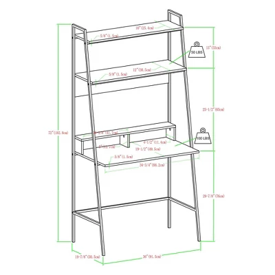 36" Writing Desk With Open Storage Ladder Bookshelf - Saracina Home 9 36" Writing Desk With Open Storage Ladder Bookshelf - Saracina Home - Image 9
