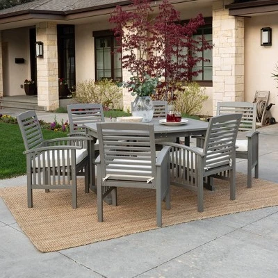 Ravenscroft 7pc Acacia Wood Patio Dining Set With Expandable Table Gray Wash - Saracina Home 3 Ravenscroft 7pc Acacia Wood Patio Dining Set With Expandable Table Gray Wash - Saracina Home - Image 3