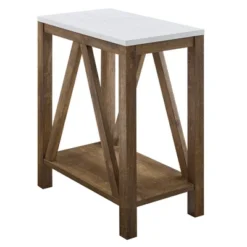 Taylen A Frame Farmhouse Open Storage Side Table - Saracina Home -Living Room Furniture Store GUEST 8a56e050 18a3 4e19 8714 e5ed52064b38