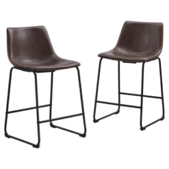 Set Of 2 Laslo Modern Upholstered Faux Leather Counter Height Barstools - Saracina Home -Living Room Furniture Store GUEST 8a89e0ae 83ad 4732 8e30 d5fe08b456a7