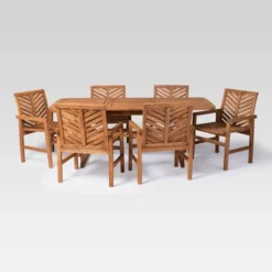 7pc Slatted Extendable Acacia Wood Patio Dining Set - Saracina Home -Living Room Furniture Store GUEST 8aa6dd30 d5d4 4448 b03c 8b2aed0306a8