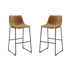 Set Of 2 Laslo Modern Upholstered Faux Leather Barstools - Saracina Home -Living Room Furniture Store GUEST 8c012d75 c1e7 4c2d ab6f 6bef4ed84c65