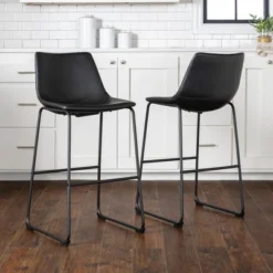 Set Of 2 Laslo Modern Upholstered Faux Leather Barstools - Saracina Home -Living Room Furniture Store GUEST 8d2bb147 9e27 4a9c a007 2ebc8531c0c0