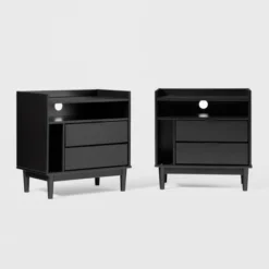 2pk Mid-Century Modern Solid Wood 2 Drawer Storage Nightstands - Saracina Home -Living Room Furniture Store GUEST 90b51515 663a 4264 a749 f3758d2e0dcf
