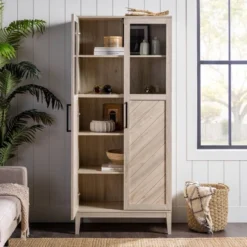 68" Boho Modern Tall Storage Wood Cabinet - Saracina Home -Living Room Furniture Store GUEST 9218534d e192 4497 bcb5 8a691d61535c