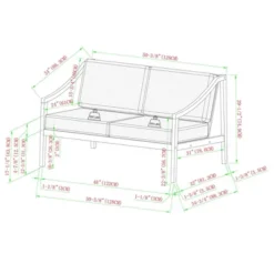 Saracina Home Mid-Century Modern Slatted Acacia Outdoor Bench With Cushions -Living Room Furniture Store GUEST 9290c681 722c 470e b230 2ed9df4b8fe2