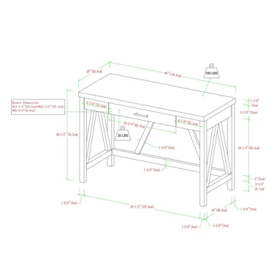 Taylen A Frame Transitional 1 Drawer Writing Desk - Saracina Home 6 Taylen A Frame Transitional 1 Drawer Writing Desk - Saracina Home - Image 6
