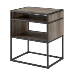 Modern Wood And Metal Side Table With Open Storage - Saracina Home -Living Room Furniture Store GUEST 965c7ea1 69f8 4053 a677 91e205fd7ba4