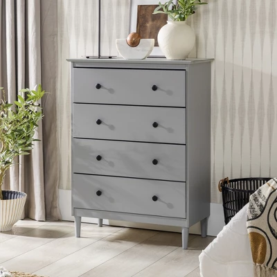 Stiva Classic Mid-Century Modern Vertical 4 Drawer Dresser Gray - Saracina Home 1 Stiva Classic Mid-Century Modern Vertical 4 Drawer Dresser Gray - Saracina Home