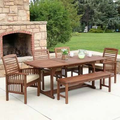 Ravenscroft 6pc Acacia Wood Patio Dining Set With Cushions - Saracina Home 2 Ravenscroft 6pc Acacia Wood Patio Dining Set With Cushions - Saracina Home - Image 2