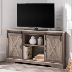 Robinson Rustic Transitional Sliding Barn Door Corner TV Stand For TVs Up To 58" - Saracina Home 27 Robinson Rustic Transitional Sliding Barn Door Corner TV Stand For TVs Up To 58" - Saracina Home -Living Room Furniture Store GUEST 99ade92f dcff 44e8 8eac 8aa02e32c026