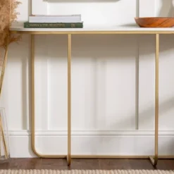 Megan Modern Glam Curved Console Table Faux White Marble/Gold - Saracina Home -Living Room Furniture Store GUEST 99ec17d7 cb5e 46ab b705 7bf4923517fa