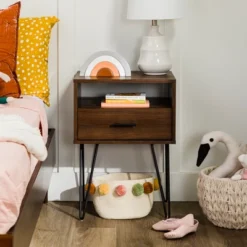 Amal Modern Single Drawer Hairpin Leg Nightstand - Saracina Home -Living Room Furniture Store GUEST 9a5d15e2 9596 4902 a3f4 23ba6c98cb48