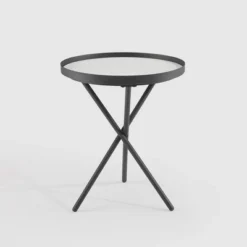 Modern Minimalist Intersecting Tripod Leg Side Table Black/Faux White Marble - Saracina Home -Living Room Furniture Store GUEST 9c63270b 2b0f 47bd 80c6 5ee6ffc4f68d