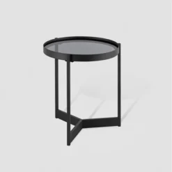 Modern Minimalist Tray Top Round Glass Side Table Black - Saracina Home -Living Room Furniture Store GUEST 9c9c5e1e a4df 40d2 80e4 2e6a23e7f8c3