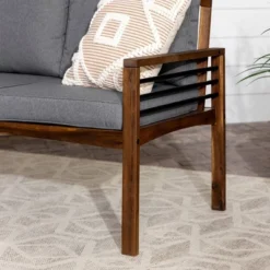 Saybrook Modern Metal And Wood Patio Loveseat - Gray/Dark Brown - Saracina Home -Living Room Furniture Store GUEST 9d3c59a7 d784 409b 8d9b 2ff43d11dbb3