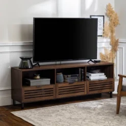 Visconti Boho Slat Door Storage Console TV Stand For TVs Up To 80" - Saracina Home -Living Room Furniture Store GUEST 9d6c3b75 5e91 4f4a 93a4 351b5dfd97a4