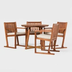 Saracina Home 5pc Modern Slatted Acacia Outdoor Dining Set With Round Table 10 Saracina Home 5pc Modern Slatted Acacia Outdoor Dining Set With Round Table -Living Room Furniture Store GUEST 9d726d02 3bf0 4f04 9439 6de7c83b7e6c