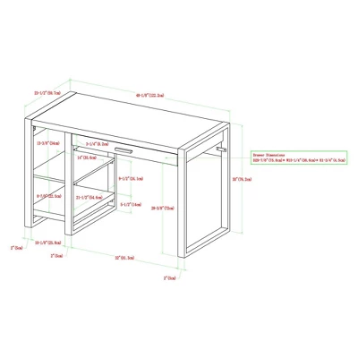 48" Industrial Farmhouse Tech Desk With USB Dark Walnut - Saracina Home 5 48" Industrial Farmhouse Tech Desk With USB Dark Walnut - Saracina Home - Image 5