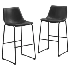 Set Of 2 Laslo Modern Upholstered Faux Leather Barstools - Saracina Home -Living Room Furniture Store GUEST a4add1a4 bb2f 4cbe ae20 d66ff887ef75