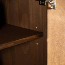 58" Modern Boho Solid Pine Wood Closed Storage Sideboard Brown - Saracina Home -Living Room Furniture Store GUEST a63799b1 c1ca 4847 bcdd e5e77622eeeb