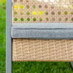 Komodo Modern Boho Faux Rattan & Metal Outdoor Rocking Chair With Cushion - Brown/Gray - Saracina Home -Living Room Furniture Store GUEST a71a9c37 cd34 445c 88c4 696410288c89