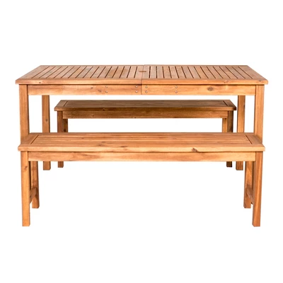 3pc Acacia Wood Simple Patio Dining Set - Saracina Home 4 3pc Acacia Wood Simple Patio Dining Set - Saracina Home - Image 4