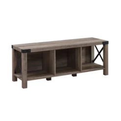 Sophie Rustic Industrial X Frame Entry Bench With 3 Cubbies - Saracina Home -Living Room Furniture Store GUEST a863c7e7 77d8 4b46 879e 3c5bb644f8d5
