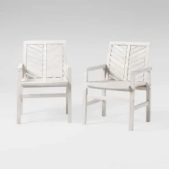 2pk Slatted Chevron Acacia Wood Patio Chairs - Saracina Home -Living Room Furniture Store GUEST aa2415f8 ee29 4d64 9a59 635679ab9a2b