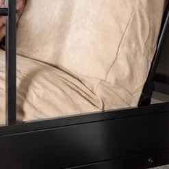 Twin Over Futon Analise Metal Bunk Bed Black - Saracina Home -Living Room Furniture Store GUEST aa2d1e2d b75c 4bdb 9c73 1846806f43c6