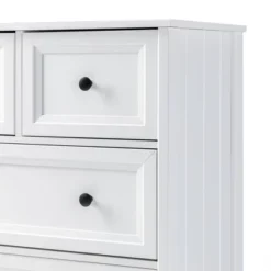 Farmhouse 5 Drawer Grooved Tall Storage Dresser White - Saracina Home -Living Room Furniture Store GUEST ab313697 0a2b 4a96 892a 514c0abe50fa