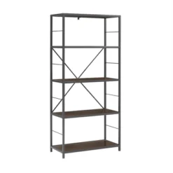 63" 4 Shelf Industrial Transitional Tall Bookshelf - Saracina Home 10 63" 4 Shelf Industrial Transitional Tall Bookshelf - Saracina Home -Living Room Furniture Store GUEST ab82027f f17b 4ed3 b4bd 3cb00f9141d7