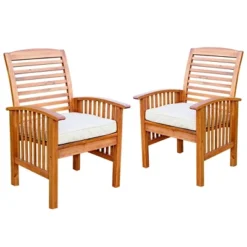 2pk Acacia Wood Patio Chairs With Cushions - Saracina Home 18 2pk Acacia Wood Patio Chairs With Cushions - Saracina Home -Living Room Furniture Store GUEST acd7214a 76b0 403e 972d 5efea809fff0