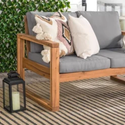 Galia Square Leg Acacia Wood Patio Loveseat With Cushions - Brown - Saracina Home 28 Galia Square Leg Acacia Wood Patio Loveseat With Cushions - Brown - Saracina Home -Living Room Furniture Store GUEST aec78d8f f34e 4929 9b47 cb7ed5f1ed0b