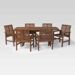 7pc Slatted Extendable Acacia Wood Patio Dining Set - Saracina Home -Living Room Furniture Store GUEST af3b4108 df08 45b7 88eb 26f3deef3243