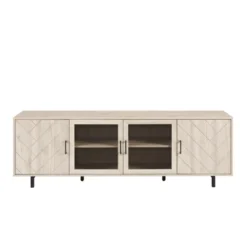 Vik Modern Boho 4 Door Herringbone TV Stand For TVs Up To 80" - Saracina Home -Living Room Furniture Store GUEST b08db226 d2f4 4b00 92c0 9188cbaee310