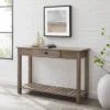 June Rustic Farmhouse Entry Table With Lower Shelf Gray Wash - Saracina Home