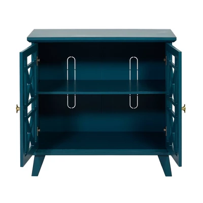 Versatile Fretwork Accent Storage Cabinet Blue - Saracina Home 3 Versatile Fretwork Accent Storage Cabinet Blue - Saracina Home - Image 3
