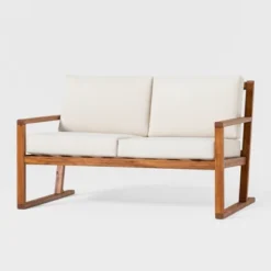 Saracina Home Modern Slat -Back Acacia Outdoor Bench With Cushions 8 Saracina Home Modern Slat -Back Acacia Outdoor Bench With Cushions -Living Room Furniture Store GUEST b32eb02a fd49 4839 b47e 059064873bd3
