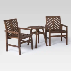 3pc Slatted Chevron Acacia Wood Patio Chat Set - Saracina Home -Living Room Furniture Store GUEST b555b5d1 1adb 44dc 89cc de438e14488a