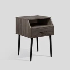 Modern 1 Drawer Angled Side Table - Saracina Home -Living Room Furniture Store GUEST b736eb41 e6d5 4b13 a83e a23c9665cf46