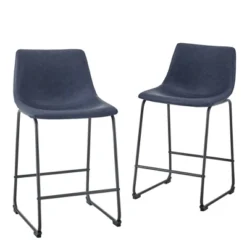 Set Of 2 Laslo Modern Upholstered Faux Leather Counter Height Barstools - Saracina Home -Living Room Furniture Store GUEST b771f0ef 4807 4ad4 8feb 07d14768c05d