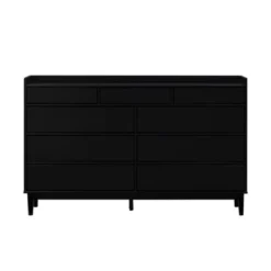 Mid-Century Modern Solid Wood 9 Drawer Horizontal Dresser - Saracina Home -Living Room Furniture Store GUEST b8326513 d1f9 4b66 aa98 cbcef4c3e0c3
