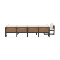 4pc Metal & Wood All Weather Patio Sectional Set - Natural - Saracina Home -Living Room Furniture Store GUEST b94104d7 4632 4941 9fa9 03916e0b92c6